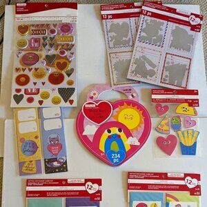NWT Lot 8 Valentine's Day Stickers Tattoo Card Kits Bundle Michael's Kids Party